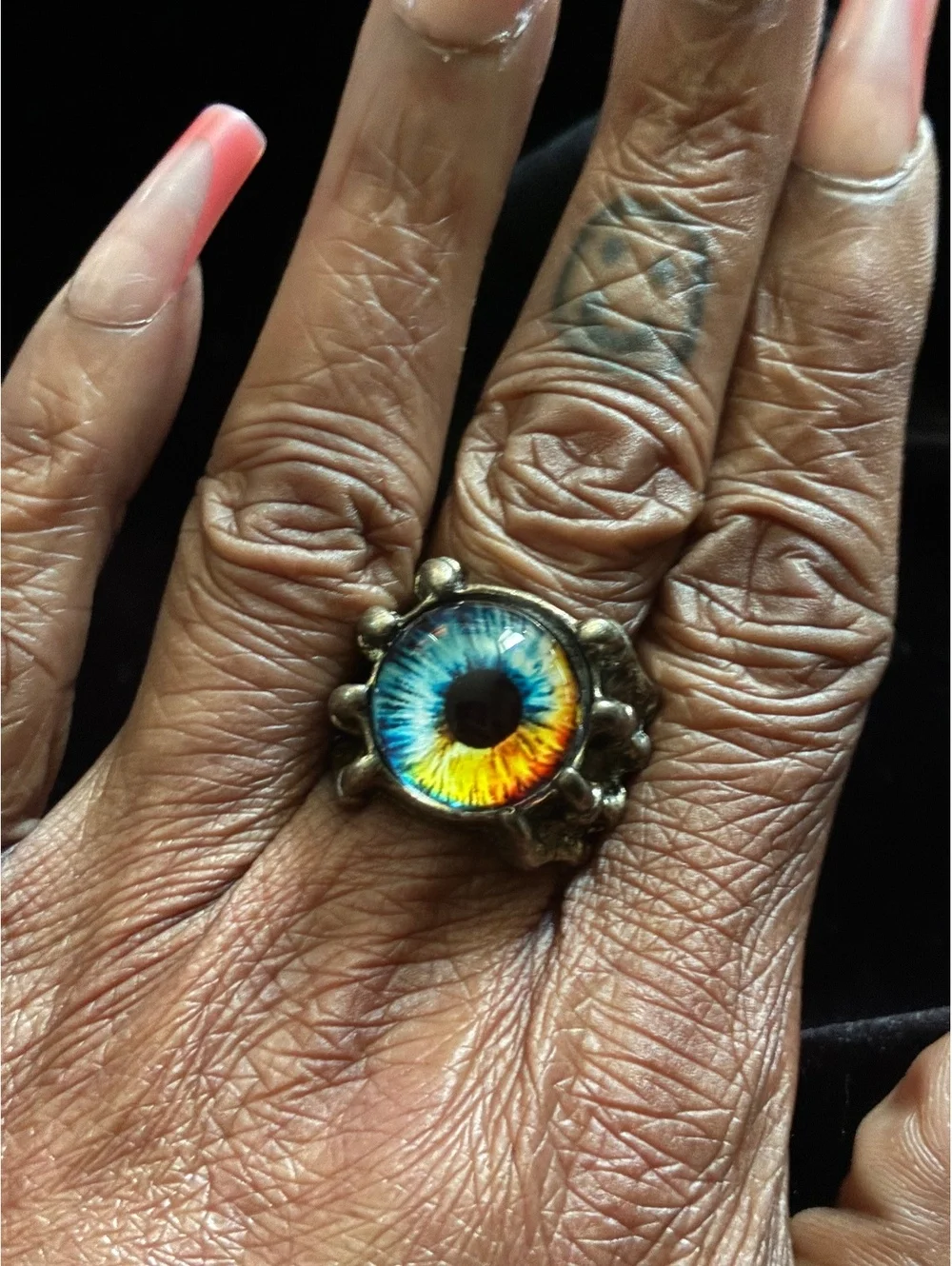 Steampunk Dragon Eye Ring with Split Open-Back Band (Fits US Sizes 8.5-10)